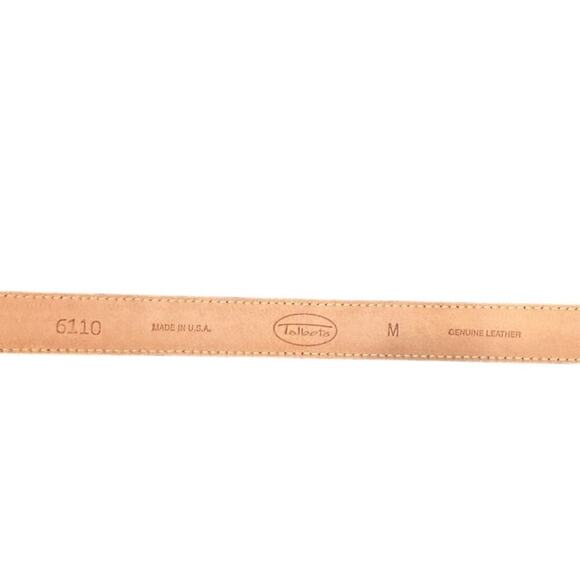 Vintage Talbots Womens Embroidered Leather Belt Taupe Beige Size Medium Boho main image 4